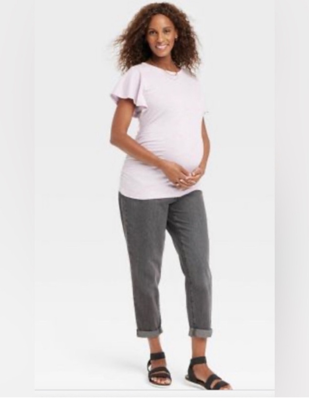 Isabel Maternity by Ingrid & Isabel Pale Pink Flutter Sleeve Tee